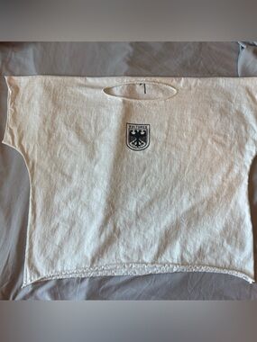 Yeezy White Short Sleeve Tee with Black Vultures Emblem